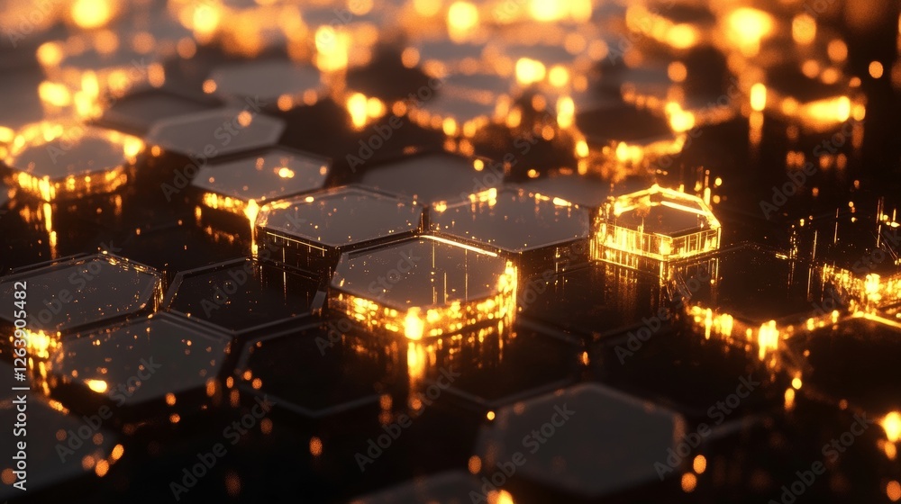 Poster abstract background with glowing lights hexagon - ai