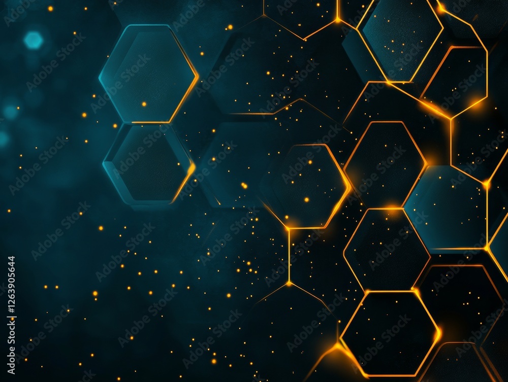 Aufkleber abstract background with glowing lights hexagon - ai
