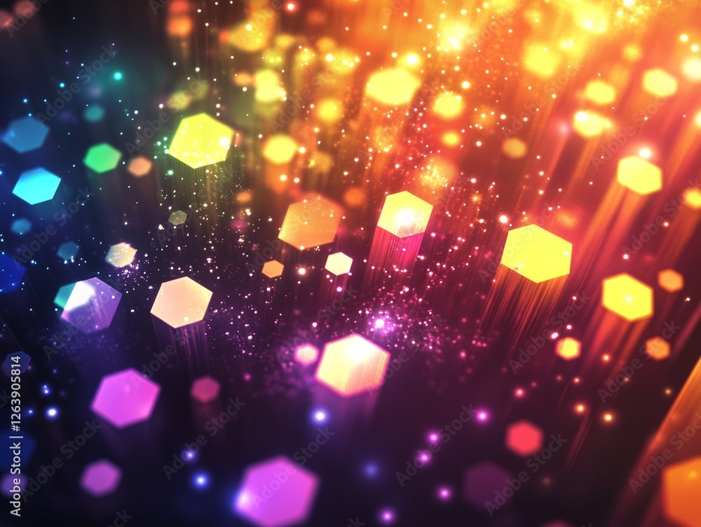 Poster abstract background with glowing lights hexagon - ai