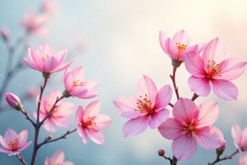 Obraz premium Delicate watercolor blooms in soft pastel hues , flower watercolor, illustration