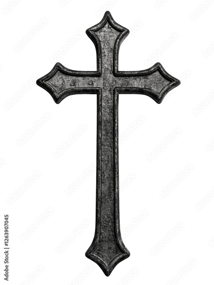 Poster black metal cross with a pointed top and a pointed bottom