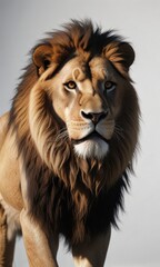 Fototapeta premium Silhouette of a majestic lion on white background, Africa, Landscape, Animal Silhouette