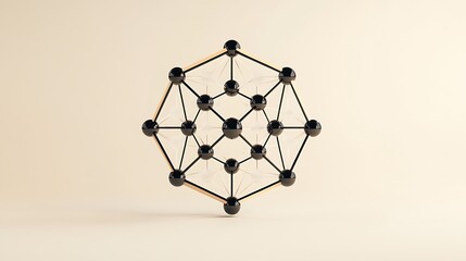 3D Render of an Abstract Molecular Structure on Beige Background AI Generated