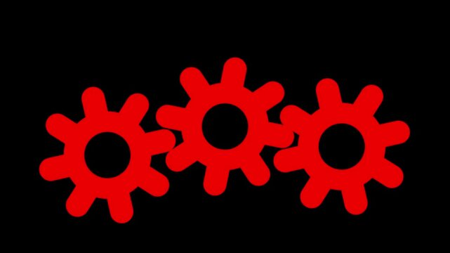 Technology setting icon concept.Spinning gear animation. Abstract neon setting icon, Cogwheel with wrench spanner symbol animation. 4K Video motion graphic animation.