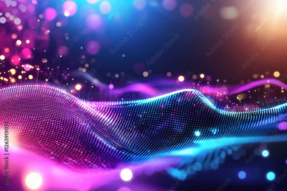 Aufkleber vibrant abstract waves of lights and colors create a mesmerizing digital landscape with bokeh effect