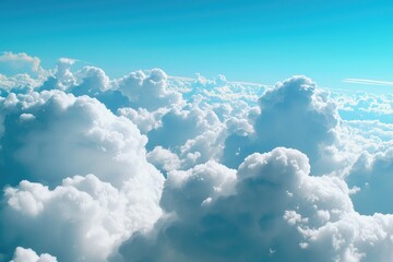 Aerial View of Soft White Clouds Against a Bright Blue Sky Capturing the Essence of Tranquility and Serenity in the Vastness of Open Space