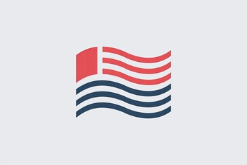 Simple, Clean Design in Red, White, and Blue on Light Gray, Patriotic Symbol, Graphic Element, Modern, Flat Design
