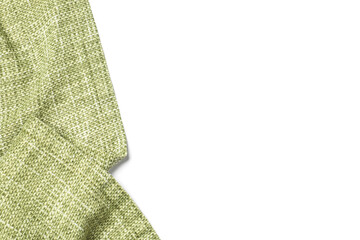 Green tablecloth isolated on white, top view