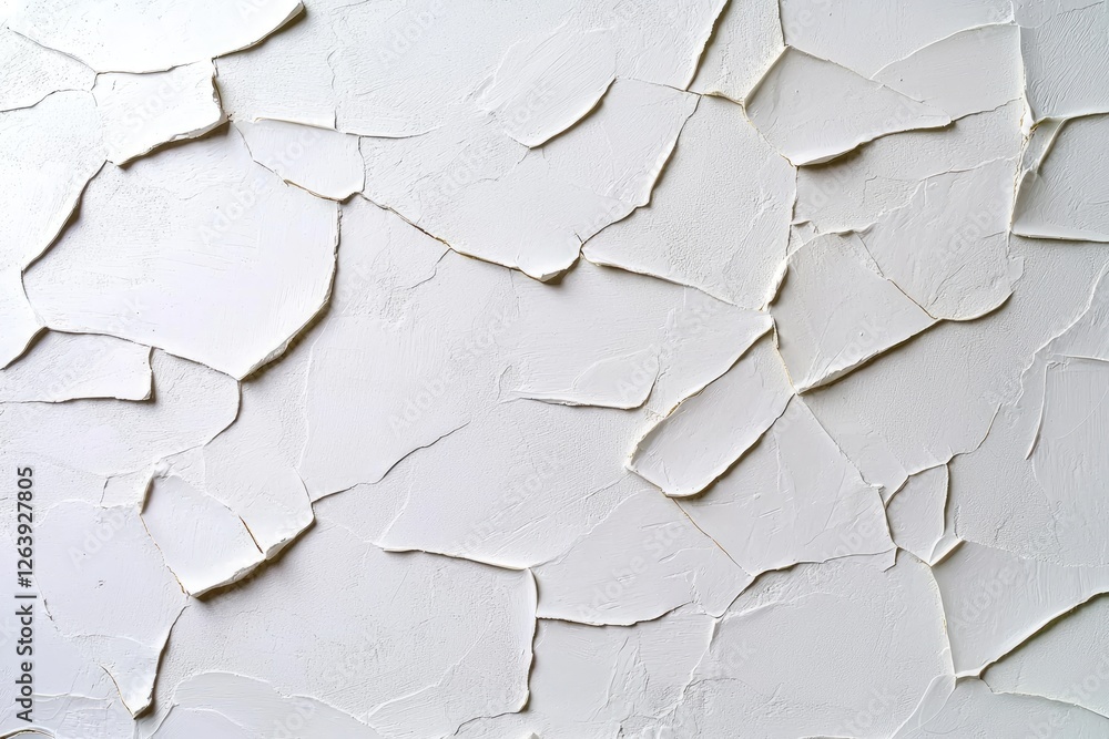 Aufkleber abstract texture with white plaster layers creating a cracked surface for background or artistic des