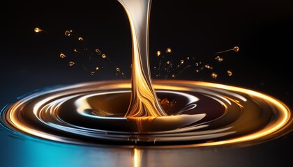 Pouring Glowing Oil Paint into a Dark Liquid with Magnetic Swirls