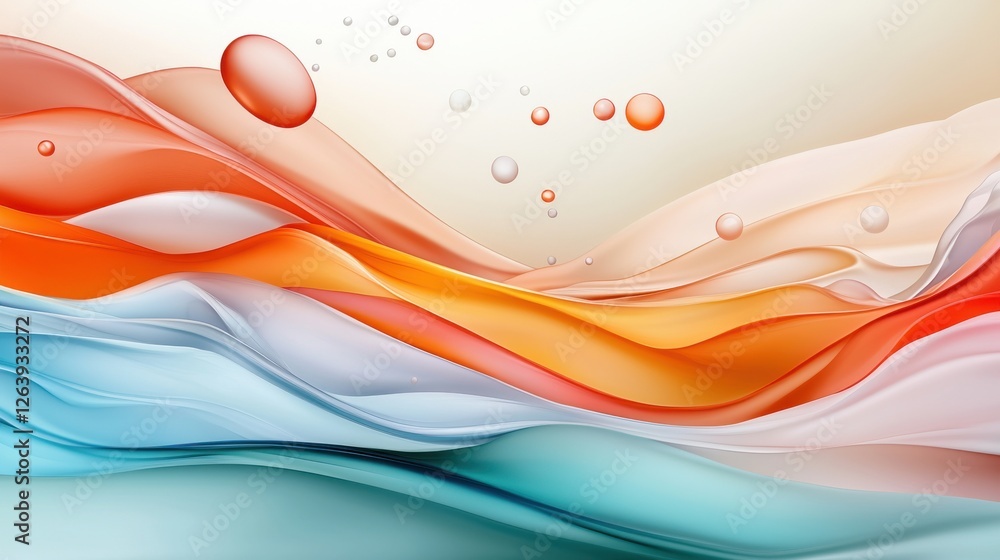 Aufkleber dreamlike abstract paint splash with soft pastel fluid waves creating a captivating and visually str