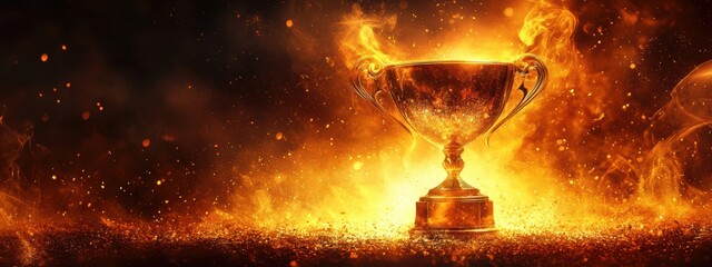 Fiery Golden Trophy Championship Victory Success Award