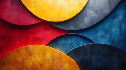 Abstract chromatic harmony, layered semicircles create captivating artwork