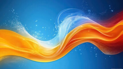Abstract orange blue wave design, vibrant background, digital art, website header