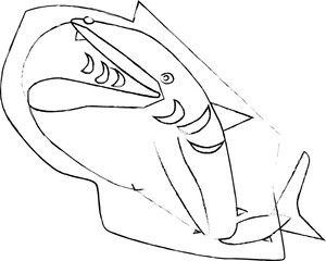  メガロドン色無し鉛筆風