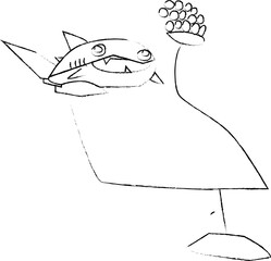 メジロザメ色無し鉛筆風