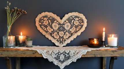 lace heart table runner