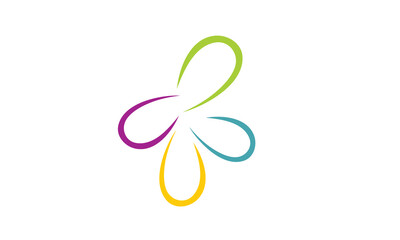 unusual curve colored beauty flower logo