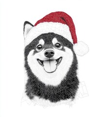Obraz premium Happy Dog in Santa Hat for Holiday Celebration and Festive Cheer
