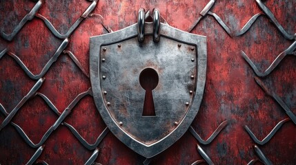 A digital security grid protecting classified information on a metallic red background