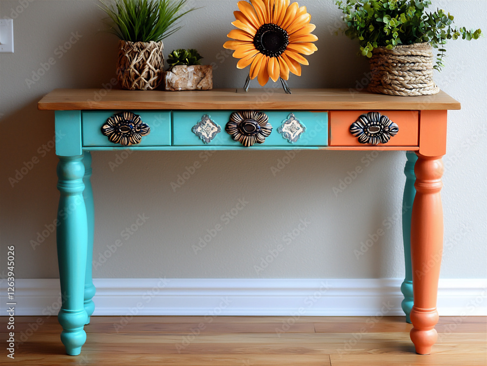 Poster bohemian style console table revamp