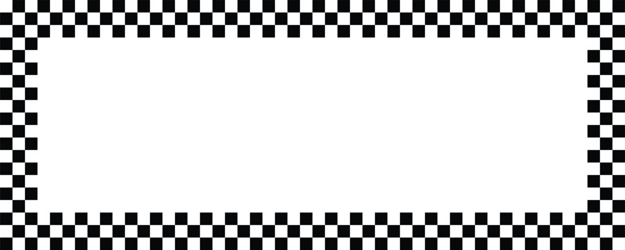 Checkers frame, border in line art style geometric seamless pattern.