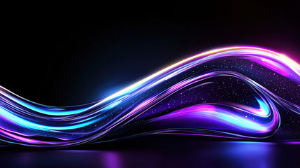 Electric neon abstract background with glowing neon streaks and light waves representing energy and digital design.
