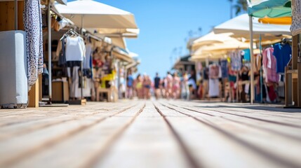 Beach boardwalk shops summer crowd