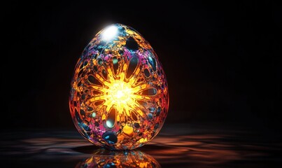 Luminous Fractal Egg: A Symphony of Color and Light