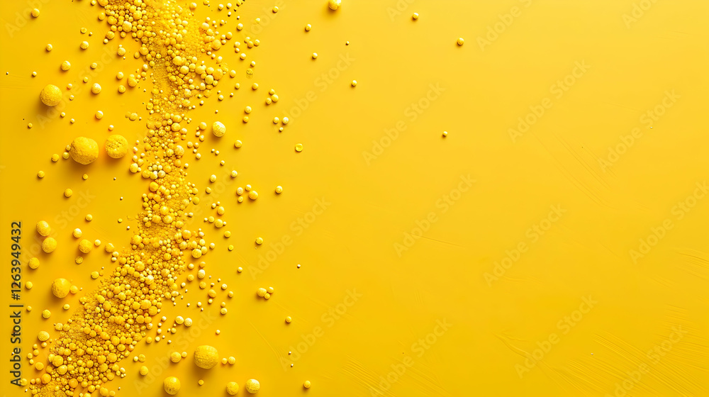 Aufkleber vibrant yellow background with scattered spherical elements creating a dynamic texture