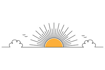 Sunset continues single Line art vector for all type of graphic project