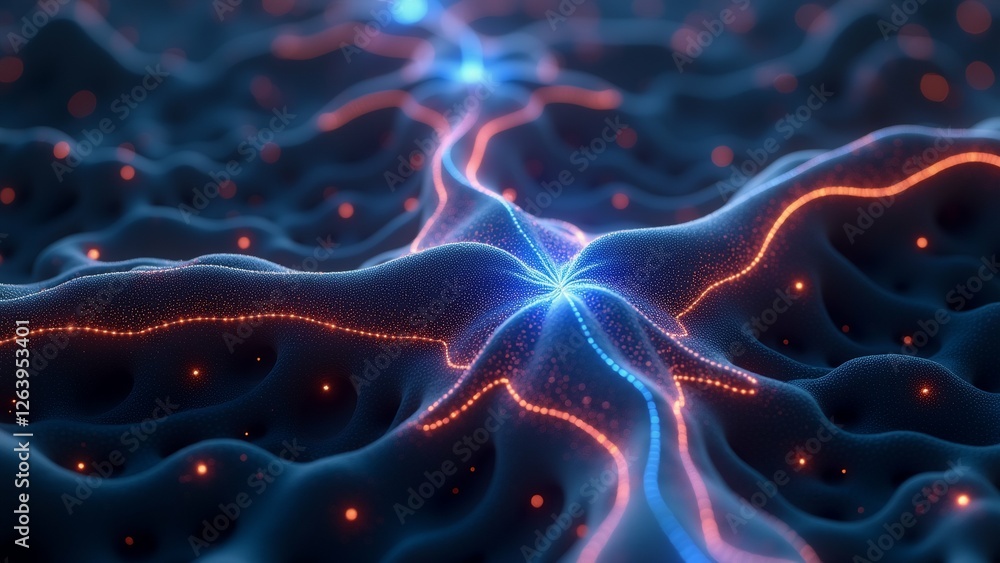 Aufkleber abstract digital art piece appears representation network interconnected lines dots lines different 