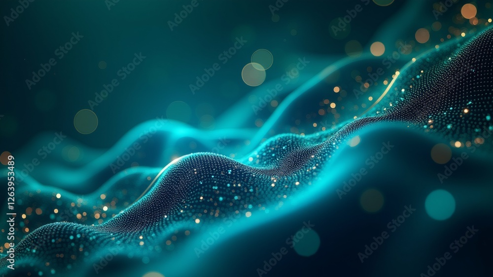 Poster abstract digital art piece dark blue background background filled wavy lines create wave like patter