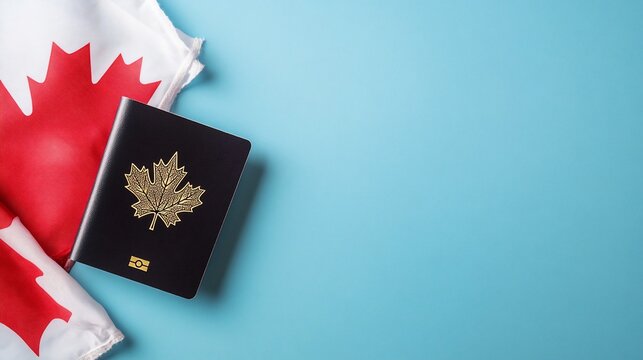 Canadian passport, flag, travel planning