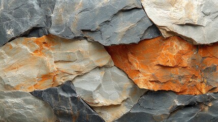 Close-up of textured natural stone wall showcasing various colors and patterns for design use