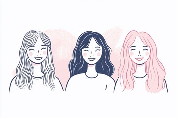 A cute hand drawn cartoon of four women