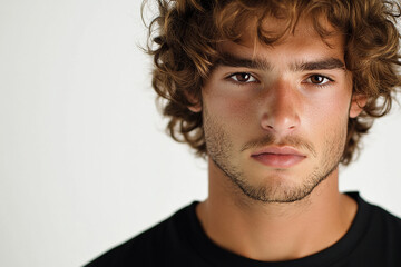 Fototapeta premium Man portrait on white background 