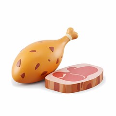 3D cartoon toy chicken leg and thigh.