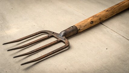 High-Quality Product Photography of a Rustic Pitchfork - Farm Tool, Agriculture Equipment, Garden Tool, Vintage Style, Durable Design, 
