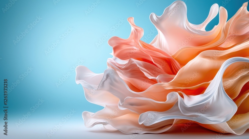 Poster dreamlike abstract paint splash in soft pastel blue tones creating a fluid graceful and ethereal com