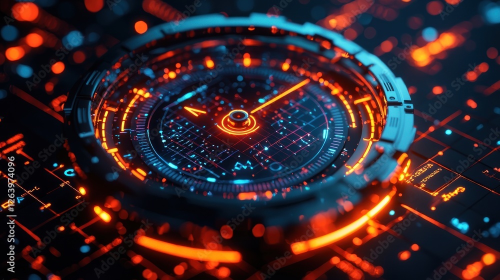 Poster futuristic technology interface circular display design