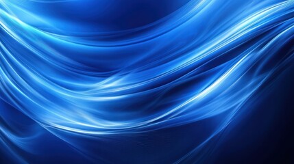Obraz premium Abstract blue flowing waves, dark background, digital art, website banner