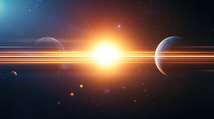 serene and orderly scene in solar system with vibrant planets and radiant sun. cosmic beauty evokes sense of wonder and tranquility