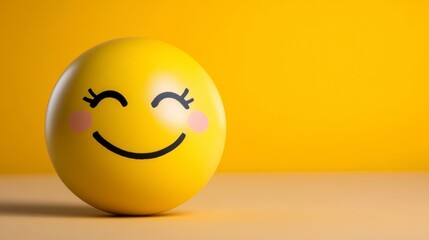 Fototapeta premium Happy Smile Emoji on Bright Yellow Background for Fun Designs