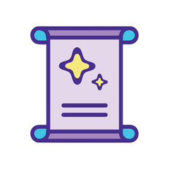 Magical scroll with glowing star
