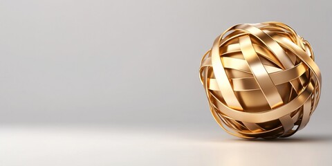 Golden sphere, abstract design, studio background, 3D render, website banner
