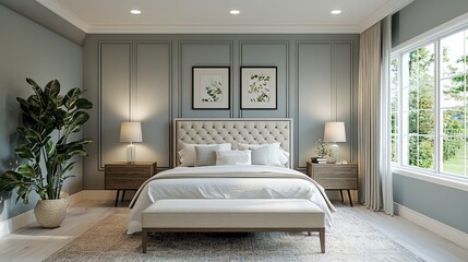 Elegant Bedroom Interior Design Featuring A Luxurious Bed