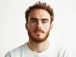 Fototapeta premium Man portrait on white background 