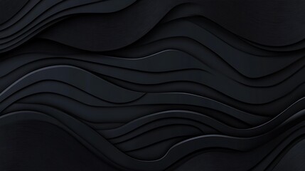 Abstract Dark Wave Pattern: Elegant Black Curving Lines Background