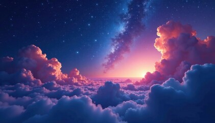 Galactic clouds against a starry sky backdrop, celestial, galaxy